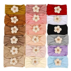 عصابات رأس للأطفال مع زهور يدوية الصنع، عصابة رأس عريضة الحواف للأطفال، مطاطية عالية وناعمة، إكسسوارات شعر للمواليد الجدد - Product Image 2