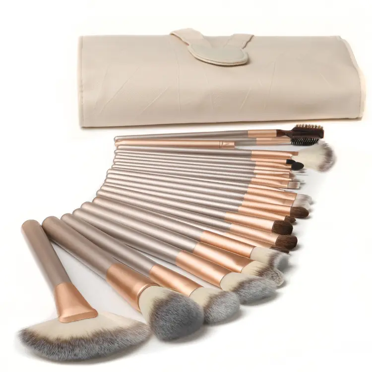 12/18/24pcs Beige White Makeup Brushes Set Complete Make Up Kit Cosmetics Tool Foundation Concealer Blush Eyeshadow Brush Kit