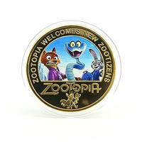 2026 5 modèles de pièces de monnaie commémoratives en métal à l'effigie de personnages animaux de dessins animés, imprimées en couleur, avec boîtier en acrylique