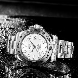 Montre-bracelet analogique à quartz pour homme LG8947, avec cadran 24 heures, en acier inoxydable, calendrier, lumineuse, résistante à l'eau, montre de business - Product Image 6