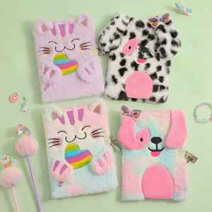 Kids Writing Drawing Hardcover Fuzzy Journal Puppy Kitten Cat Diary Notebook for Girls With Lock and Keys - Product Image 5