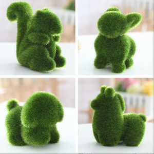 ZF-01イースター装飾フェイクバニーギフト小さな人工3Dモスアニマルズグリーン植毛彫刻庭のお祝いデコレーション - Product Image 1