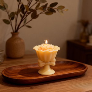 Bougie parfumée en céramique de style bouquet, décoration créative pour la maison, rose et noir, avec nœud - Product Image 2