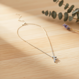 Collar con Colgante de Diamante en Forma de Letra F, Cadena de Acero Inoxidable, 12 Piezas, Acero - Product Image 3