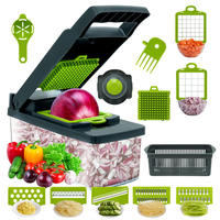 Coupe-Légumes Manuel 16 en 1 Multifonctionnel, Hachoir à Légumes, Hachoir à Aliments, Hachoir à Oignons, Accessoires de Cuisine