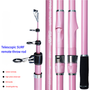 Canne à pêche télescopique en fibre de carbone rose, 4 sections, 4,05 m - 4,25 m, avec porte-<span class=keywords><strong>moulinet</strong></span> robuste et poignée en EVA, pour la pêche en surfcasting en eau profonde et en eau salée - Product Image 2