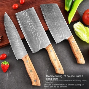 Couteau de chef damas avec manche en bois d'<span class=keywords><strong>olivier</strong></span> couteau de cuisine ménager tranchant pour outil de coupe de viande pour bouchers - Product Image 2