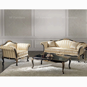 थोक लक्जरी हरे पुष्प पैटर्न फ्रेंच डिजाइन लिविंग रूम सोफे सेट प्राचीन शैली कपड़े 3 सीटर सोफे - Product Image 4