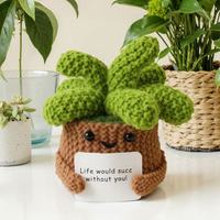 Plante en pot en crochet faite main amusante, ornement de bureau créatif tricoté, cadeau de soutien émotionnel pour collègues, décoration d'intérieur