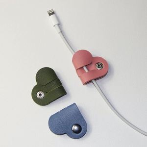 Heart Leather <b>Cable</b> Organizer Tidy Cords Chargers Earphones <b>USB</b> <b>Cable</b> Management Holder Desktop Accessories - Product Image 4