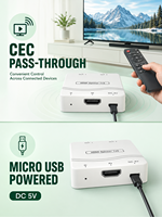 Répartiteur 1x2 4K, 1 entrée 2 sorties, avec transmission CEC, alimentation Micro USB, égaliseur de signal pour affichage vidéo en hall d'exposition ou bar