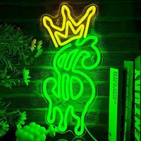 Letrero de Neón con Forma de Dólar, Letreros de Neón con Corona y Dólar para Decoración de Paredes de Tiendas, Letrero LED de Neón con Dólar, Alimentado por USB, Brillo Ajustable