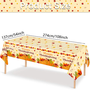 Nappe de table jetable Youke pour l'automne et Thanksgiving, avec motif feuille d'érable, citrouille et dinde, pour la décoration des fêtes - Product Image 2
