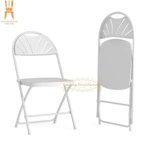 High Quality <strong>White</strong> Plastic Stackable Fan Back <strong>Folding</strong> <strong>Chair</strong> for Events Outdoor Wedding Party Banquet - Product Image 3