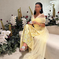 Robe de soirée élégante Lsz018 à épaules dénudées avec cape, ornée de cristaux et de perles, longueur cheville, pour femmes, pour mariage et fêtes, Jancember
