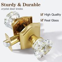 Poignées de porte de placard et de tiroir en laiton satiné de haute qualité avec cristal, style traditionnel, pour salle de bain et chambre, verrouillables, réglables, couleur or