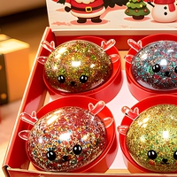Lot de jouets anti-stress TPR en forme de boulettes de Noël scintillantes (bonhomme de neige, Père Noël, renne) pour cadeaux de fête pour enfants