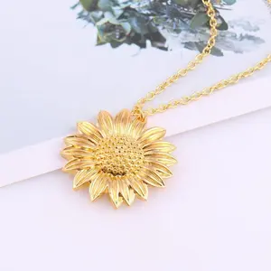 Mode Zon Bloem Ketting Vrouwelijke Zonnebloem Hanger Fabrikant voorraad Groothandel