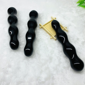 Бусины, черный обсидиан, Yoni Wand, кварцевые анальные пробки, черный обсидиан, пенис, Хрустальная палочка, секс-игрушка Yoni, фаллоимитатор, черный обсидиан, камень - Product Image 4