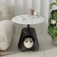 Table d'appoint en verre trempé et métal, style armoire noire, simple et moderne, table de chevet, nid pour chat innovant et amovible
