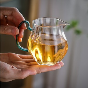 Glass Fairness <b>Cup</b> High Borosilicate Thick Bottom Dark Green Handle <b>Tea</b> Brewing <b>Set</b> Translucent For Adults Gift - Product Image 2