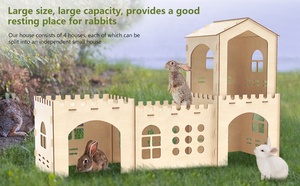 Usmilpet Villa di lusso Chateau conigliera grande capacità in legno Cottage artigianale bottone per <span class=keywords><strong>coniglio</strong></span> nano - Product Image 6