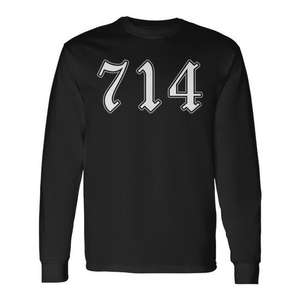 T-shirt a maniche lunghe con codice 714 di Orange County, stile Old School - Product Image 1