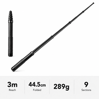 3m Uitschuifbare Compacte Carbon Fiber Stok 44,5cm Ingevouwen 289g Lichtgewicht Selfie Stick voor GoPro Hero Insta360 X4 Buitenopnames