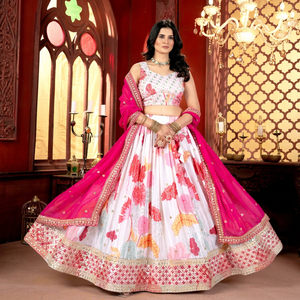 Ensemble de lehenga choli pour femmes de qualité supérieure avec broderie de paillettes pour les occasions de fête, les mariages et les occasions festives - Product Image 1