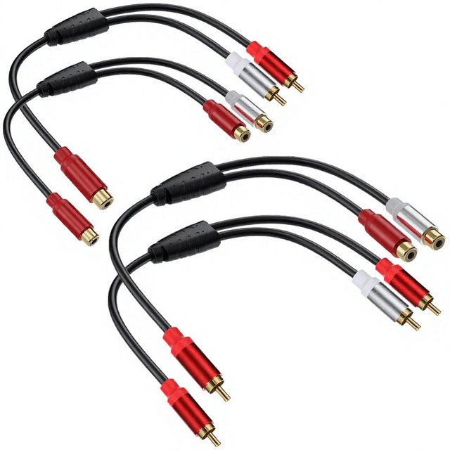 Ultra-soft Metal-shielded Gold-plated Copper-core Male-male RCA Splitter Cable1-to-2 Audio Adapter for Car Amplifiers Home