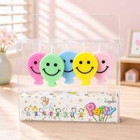 Prix d'usine – Lot de 5 bougies d'anniversaire colorées en forme de ballon pour le visage, décorations de gâteau mignonnes et pastelées pour les fêtes d'enfants et le Nouvel An