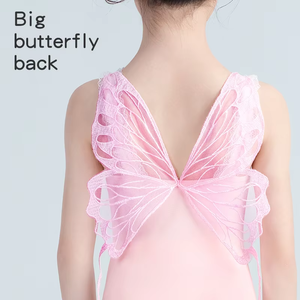 Justaucorps de ballet sans manches à dos papillon mignon 2026 pour filles, justaucorps d'entraînement en coton pour enfants, tenue de danse pour spectacle - Product Image 6