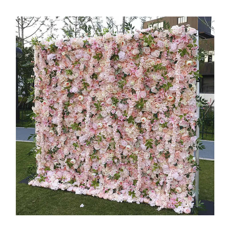 8ft x 8ft Rose Fleur Mur Toile de Fond Festive Fleur Décoration Murale pour Noël Pâques Graduation roll up fleur mur