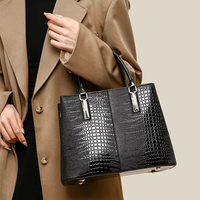 Sac à main rétro pour femme en similicuir croco, sac fourre-tout tendance en PU avec fermeture éclair, sac bandoulière résistant à l'eau