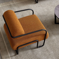 Nouveau best-seller Design minimaliste Fauteuil canapé simple en fer pour salon décontracté en velours teddy
