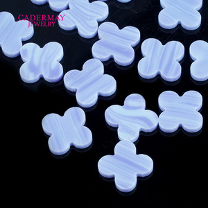 Cadermay Natural Purple Chalcedony Four Leaf Clover 12.9x12.9mm Loose Gemstone Jewelry Accessory - Product Image 2