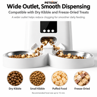 Distributeur de nourriture intelligent Wifi Petsign, distributeur automatique de nourriture pour animaux de compagnie 6L, double bol, repas programmés, contrôle des portions via application pour chats d'intérieur