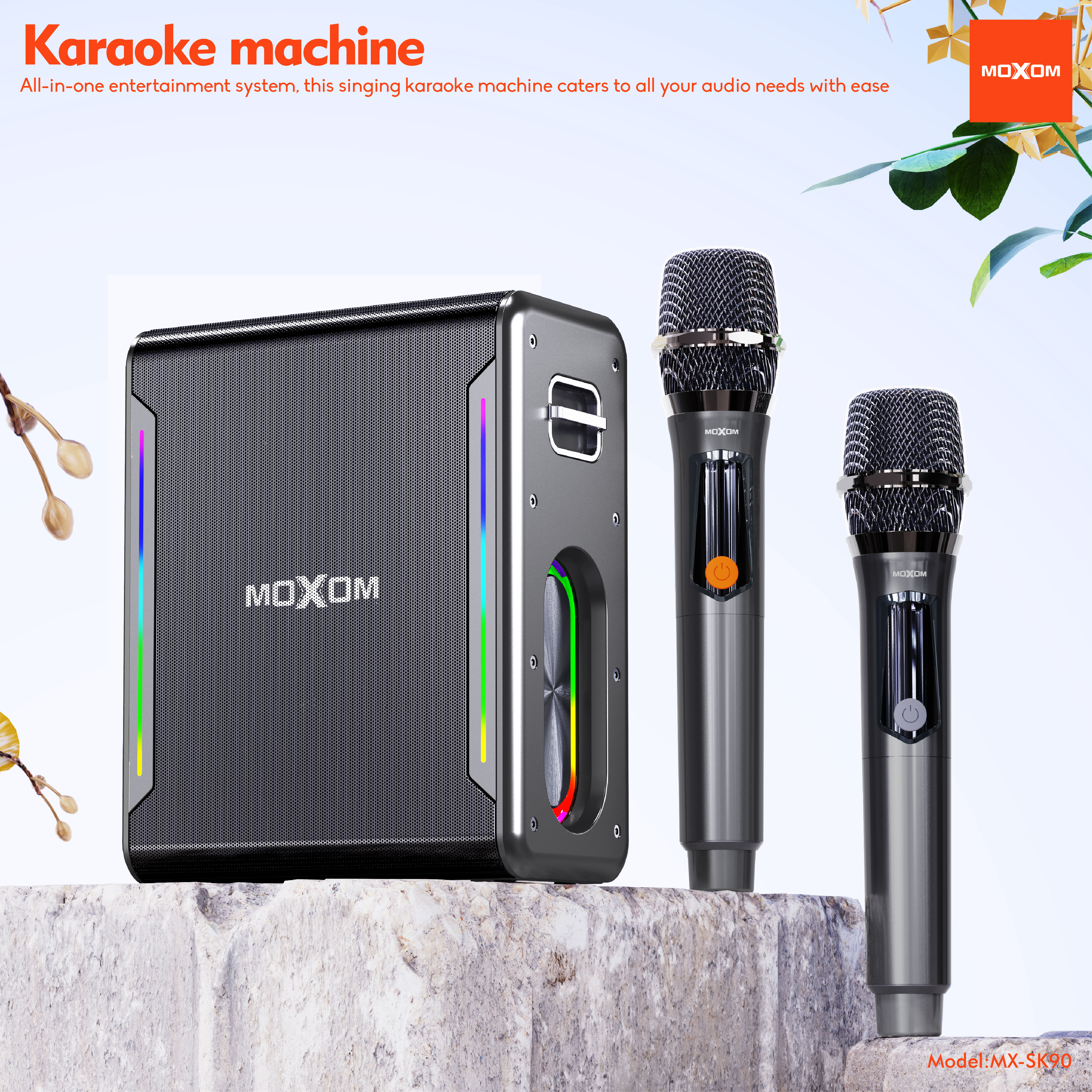 80W Portable Wireless Karaoke Speaker with RGB Lights for Outdoor