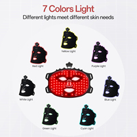 Nouveautés : Masque facial LED portable 7 couleurs, masque facial en silicone à lumière rouge, idéal pour les voyages, masque facial LED après l'entraînement