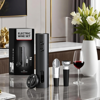 Ensemble ouvre-bouteille électrique automatique rechargeable 4-en-1 sans fil avec coupe-capsule, verseur et bouchon