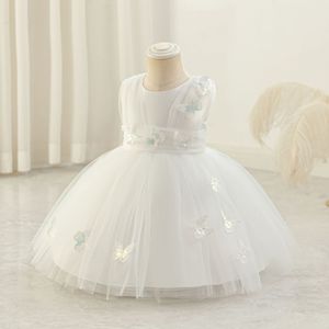 Vestido de Tul con Mariposas para Niñas, Vestido Blanco de Dama de Honor para Bodas, Cumpleaños, Espectáculos de Piano y Disfraces - Product Image 5