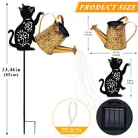 Arrosoir décoratif solaire d'extérieur avec lumières en cascade et silhouette de chat, cadeaux de jardin pour femmes, ornements de pelouse