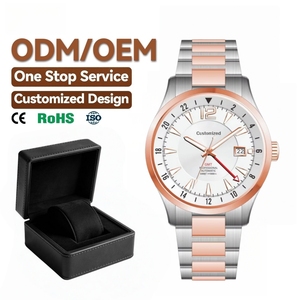 Montres automatiques GMT pour hommes, personnalisées ODM, en acier inoxydable 42 mm, professionnelles, pour plongeurs, résistantes à l'eau 20 bars, double fuseau horaire - Product Image 1