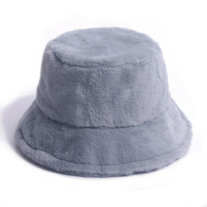 Dame hiver vacances en plein air Panama chapeau chapeau de pêche couleur unie épaissi doux chaud femmes fausse fourrure fourrure seau chapeaux - Product Image 3
