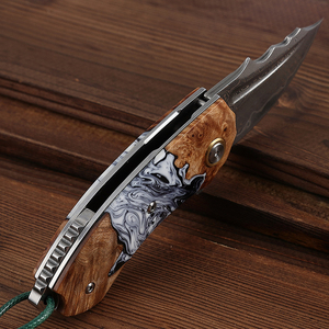 Couteau pliant fait main en acier damas couteau <span class=keywords><strong>de</strong></span> poche <span class=keywords><strong>de</strong></span> survie sur mesure pour Camping chasse et sculpture intérieur extérieur cadeau - Product Image 6