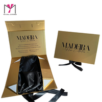 Boîte à perruque fantaisie mate avec logo personnalisé MUYANG, emballage de luxe noir pour extensions de cheveux, boîte cadeau en soie