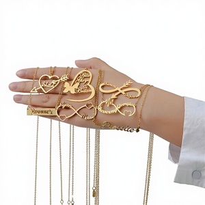 <span class=keywords><strong>Collier</strong></span> <span class=keywords><strong>personnalisé</strong></span> en acier inoxydable avec nom chrétien tendance, plaqué or 18 carats pour femmes - Product Image 4