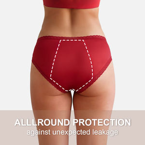 Culottes menstruelles OEM personnalisées pour femmes, avec dentelle, anti-fuites, respirantes, lavables, réutilisables, absorbantes, style hipster - Product Image 2