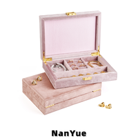 Boîte à bijoux rectangulaire de luxe en velours, multi-compartiments, fermoir en métal doré, pour bagues, boucles d'oreilles, colliers, boîte de rangement pour bijoux, logo personnalisé