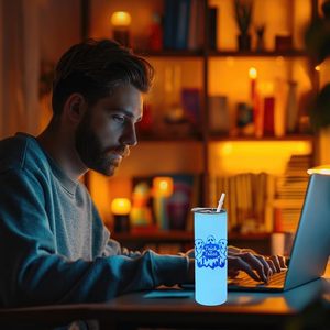 50 Pack 20 oz Sublimation Tumblers Stainless Steel Double Vacuum <b>Metal</b> with Lids <b>Straws</b> Glow in the Dark - Product Image 1